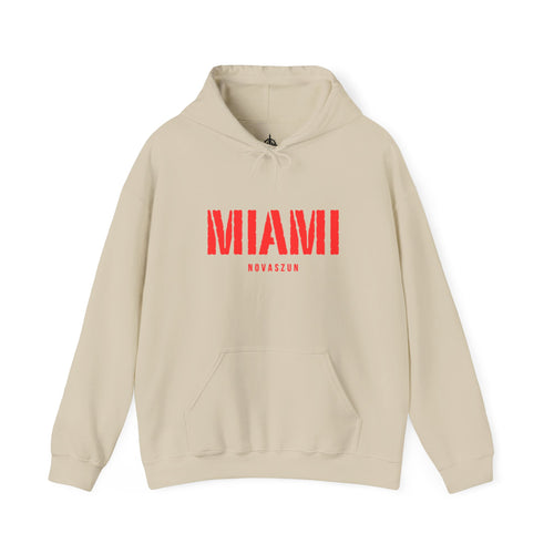 MIAMI Red Text Hoodie